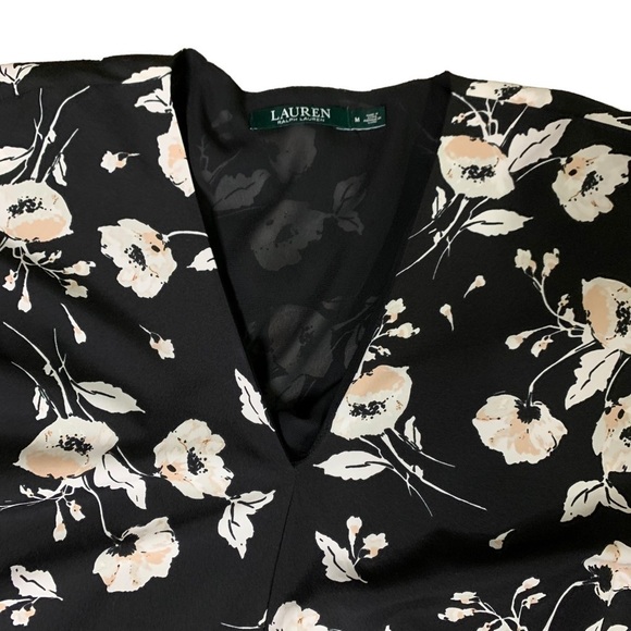 Lauren Ralph Lauren Womens Braedyn Black Floral Daytime Party Dress Size Medium - Picture 5 of 10